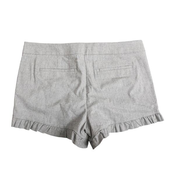 Loft Ruffle Hem Shorts  Slit Pockets Gray Sz 12 Women Flat Front Cotton Blend - Picture 4 of 4
